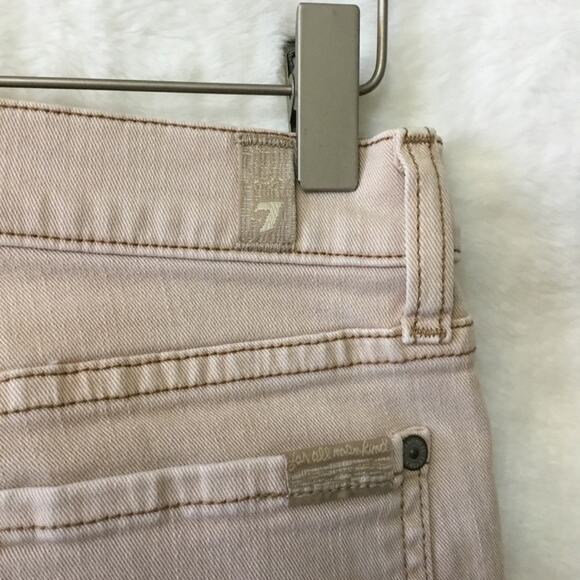 7 For All Mankind Beige Skinny Crop & Roll Jeans - Picture 10 of 11